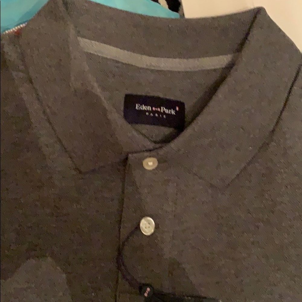 Eden Park long sleeved charcoal gray cotton polo
